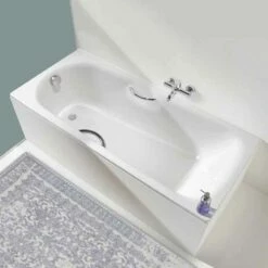 Kaldewei Saniform Plus 1400x700mm Bath With 2TH & Grip Holes - Alpine White - 111520010001