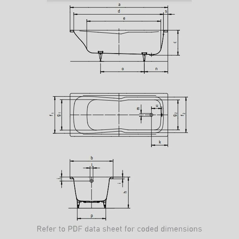 Kaldewei Dyna Set 1700 X 750mm Bath With 0TH - Alpine White - 226100010001 - Image 3