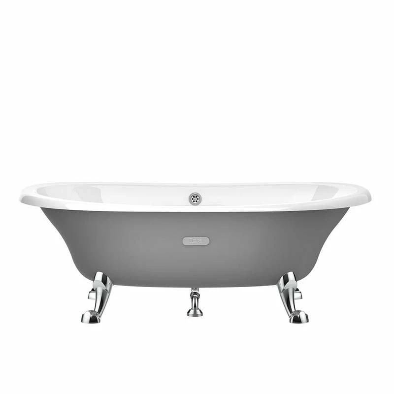 Roca Eliptico 1700mm Oval Cast Iron Bath With Anti-Slip Base - Grey - 233650000