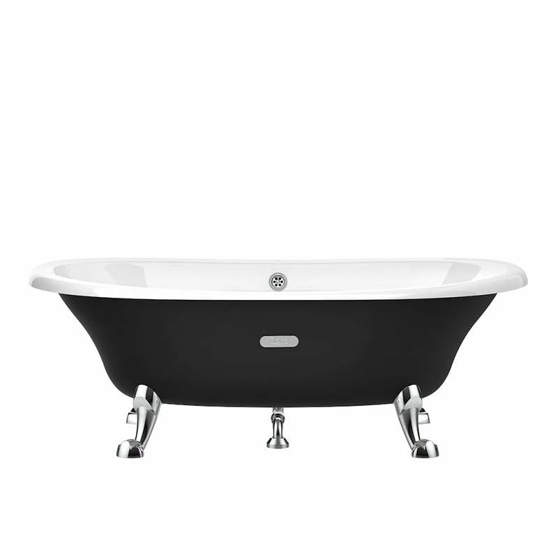 Roca Eliptico 1700mm Oval Cast Iron Bath With Anti-Slip Base - Black - 233650002