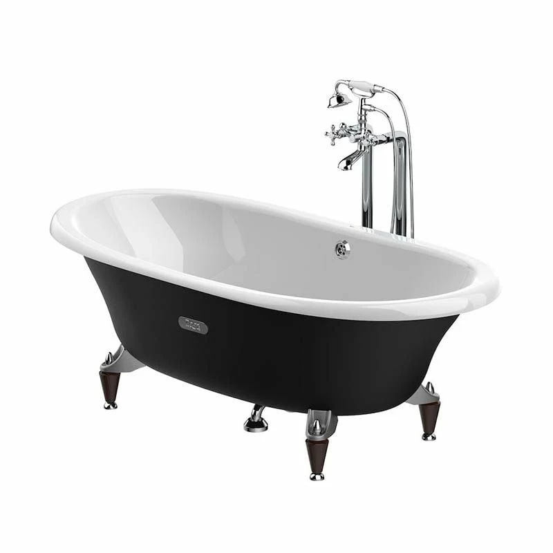 Roca Eliptico 1700mm Oval Cast Iron Bath With Anti-Slip Base - Black - 233650002 - Image 3