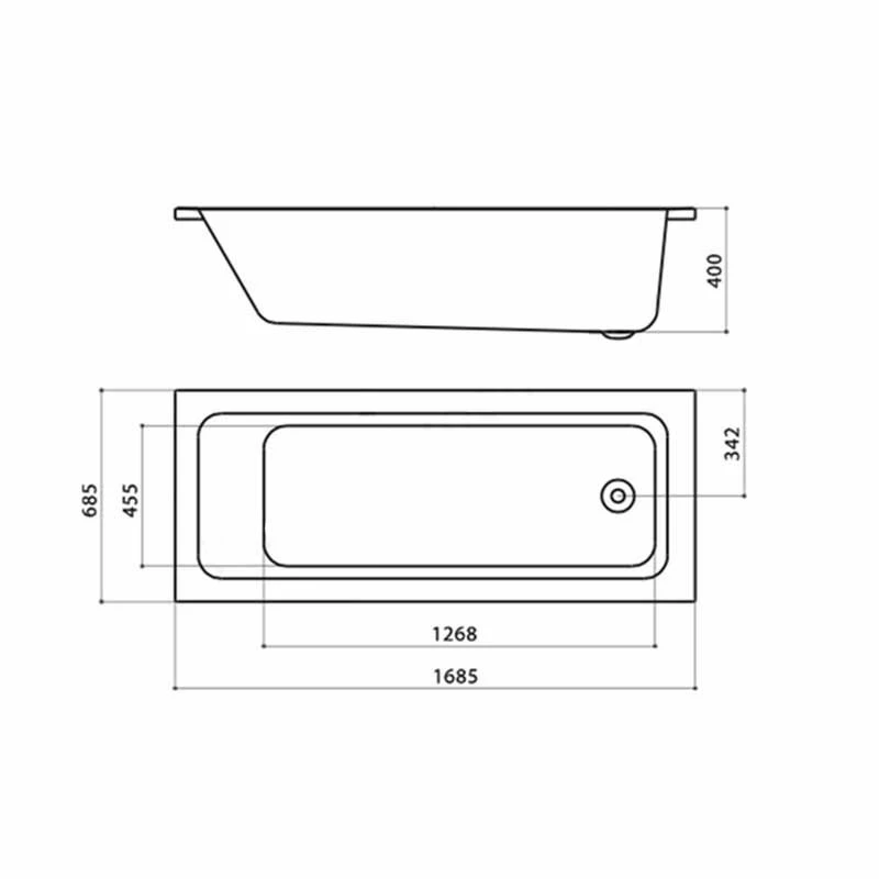 Essential BROMLEY Rectangular Single Ended Bath Quartz 1700x700mm 0 Tap Holes - EB514 - Image 2
