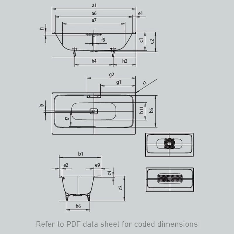 Kaldewei Asymmetric Duo 1900 X 1000mm Bath With No Tap Holes - Alpine White - 274400010001 - Image 3