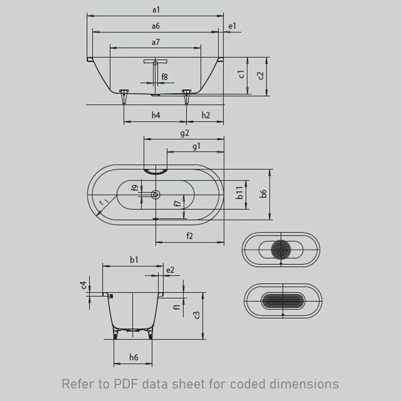 Kaldewei Centro Duo Oval 1700 X 750mm Bath With No Tap Holes - Alpine White - 282700010001 - Image 3