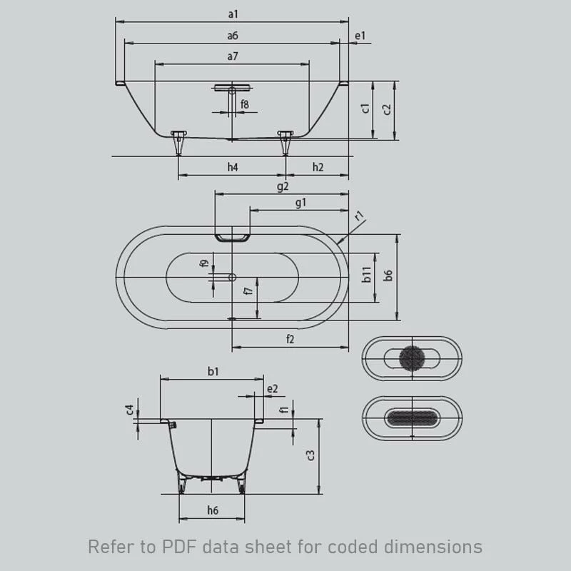 Kaldewei Classic Duo Oval 1700 X 700mm Bath With Grip Hole & No Tap Holes - Alpine White - 292610110001 - Image 3