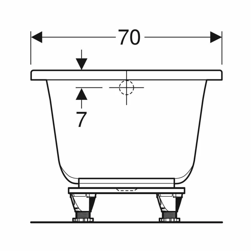 Geberit Renova Plan Single Ended Rectangular Bath With Feet - 1400x700mm - White - 554.310.01.1 - Image 3