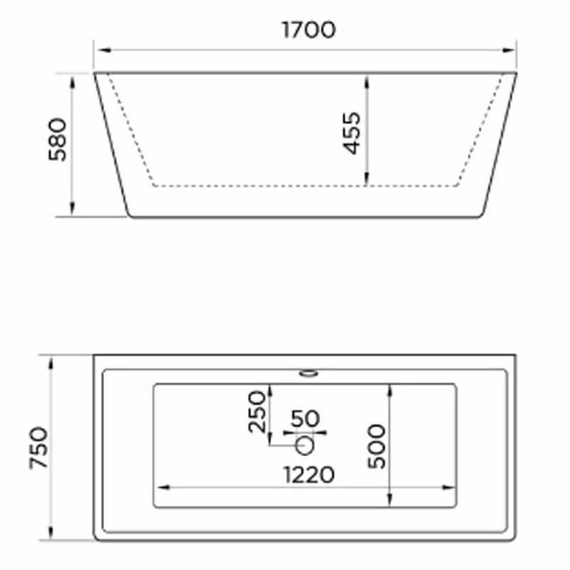 April Eppleby 1700mm X 750mm Freestanding Back To Wall Bath - 74001-1700C - Image 2