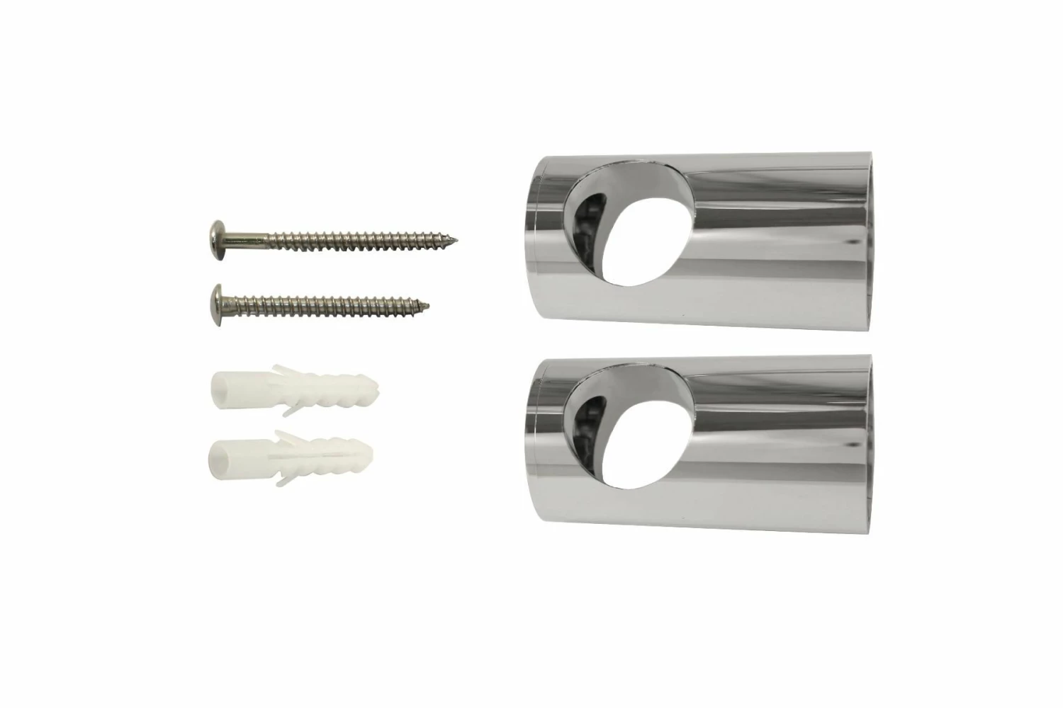 25mm Adjustable Rail Ends Including Fixings - Chrome