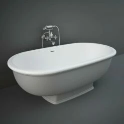RAK Ceramics Washington Freestanding Bath 1560 X 810mm - Matt Grey - WTBT15681503