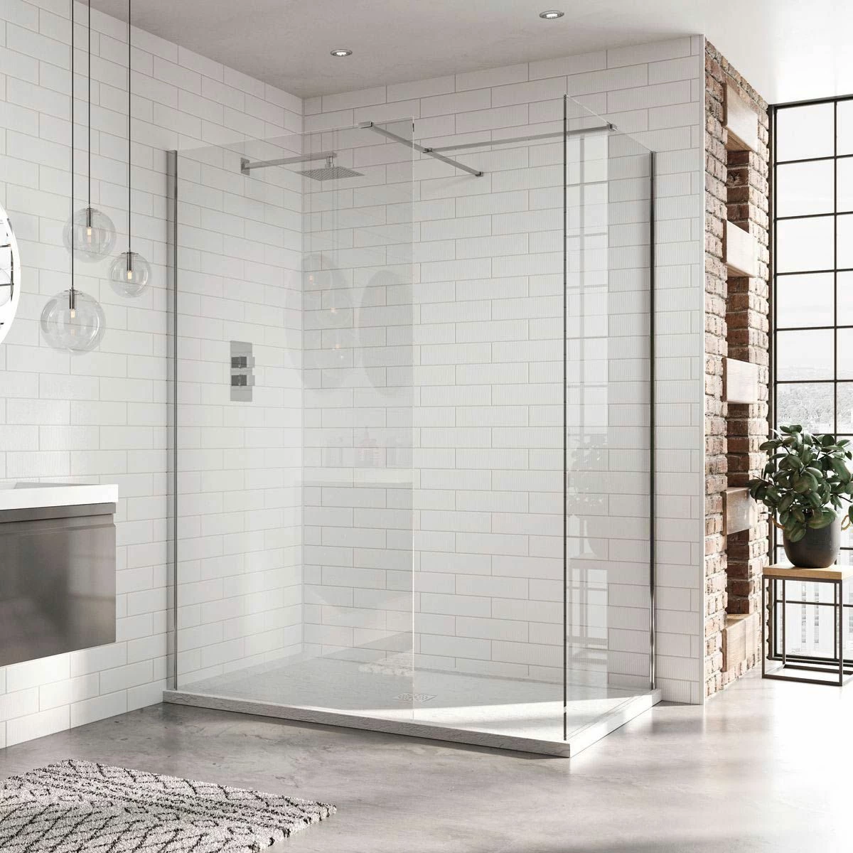 Aquadart 10mm 800mm Wetroom Panel Smoked Glass - AQ8412-SM
