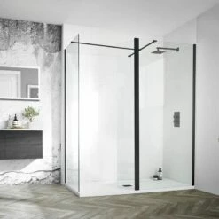 Aquadart 10mm 1600mm Wetroom Panel Smoked Glass - AQ8418-SM