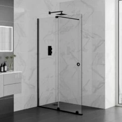 Aquadart Rolla 8 Sliding Wetroom Panel 1700mm Matt Black - AQ8946-BLK