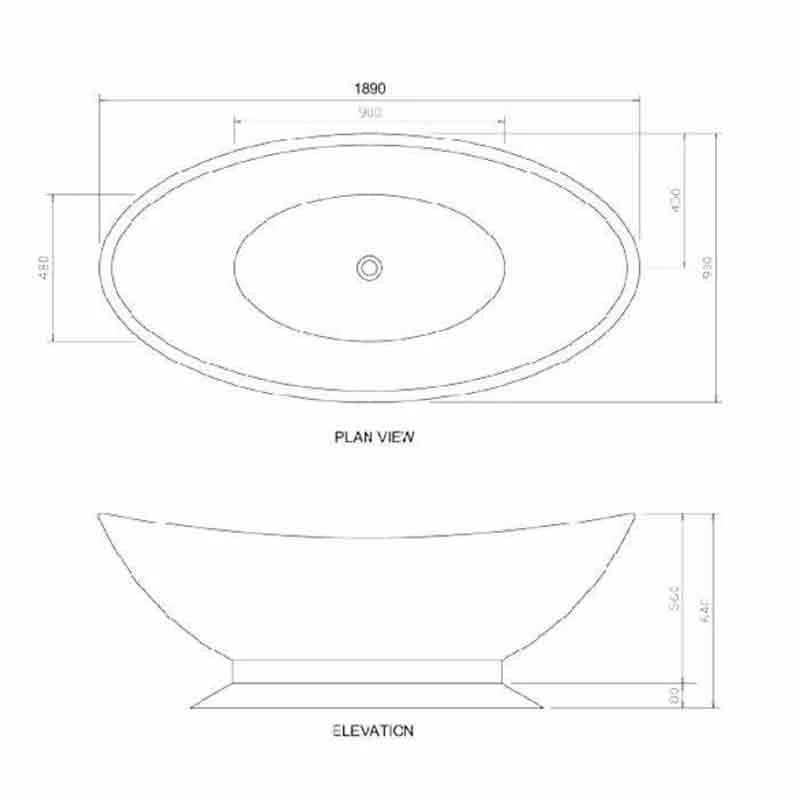 BC Designs Kurv CianĀ® Solid-Surface Bath With Plinth 1890mm X 900mm - Gloss White - BAB005+BAB007 - Image 2