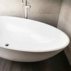 BC Designs Gio Cian® Solid-Surface Bath 1645mm X 935mm - Polished White - BAB062