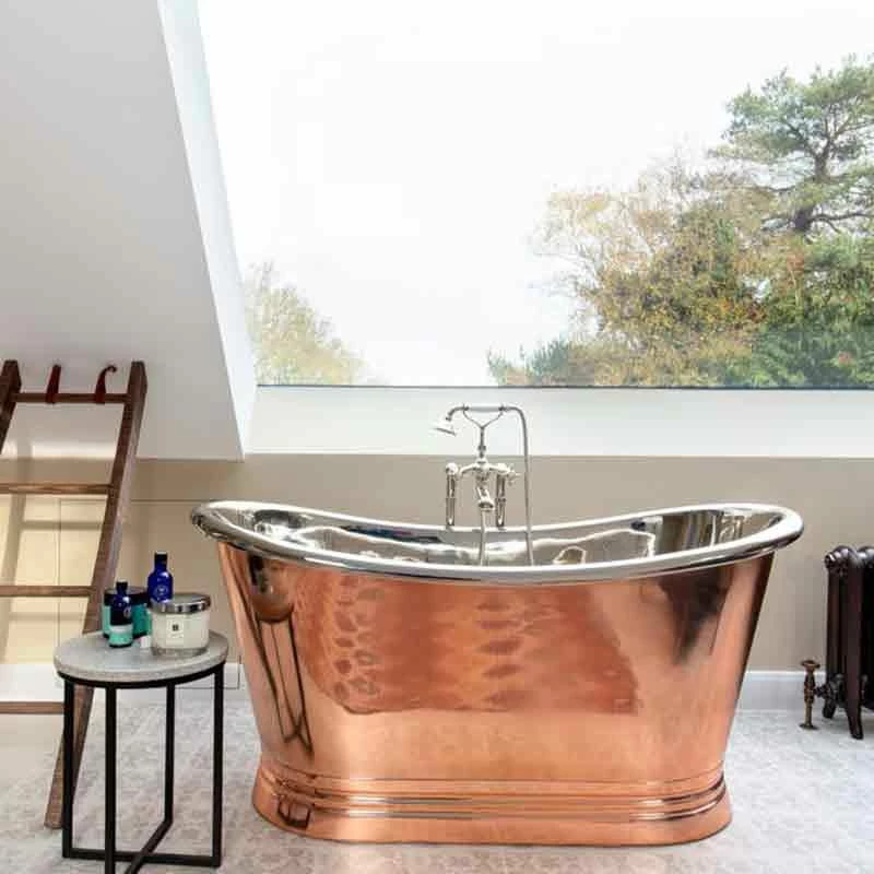 BC Designs Copper Boat Bath 1700mm X 725mm - Copper/Nickel - BAC010