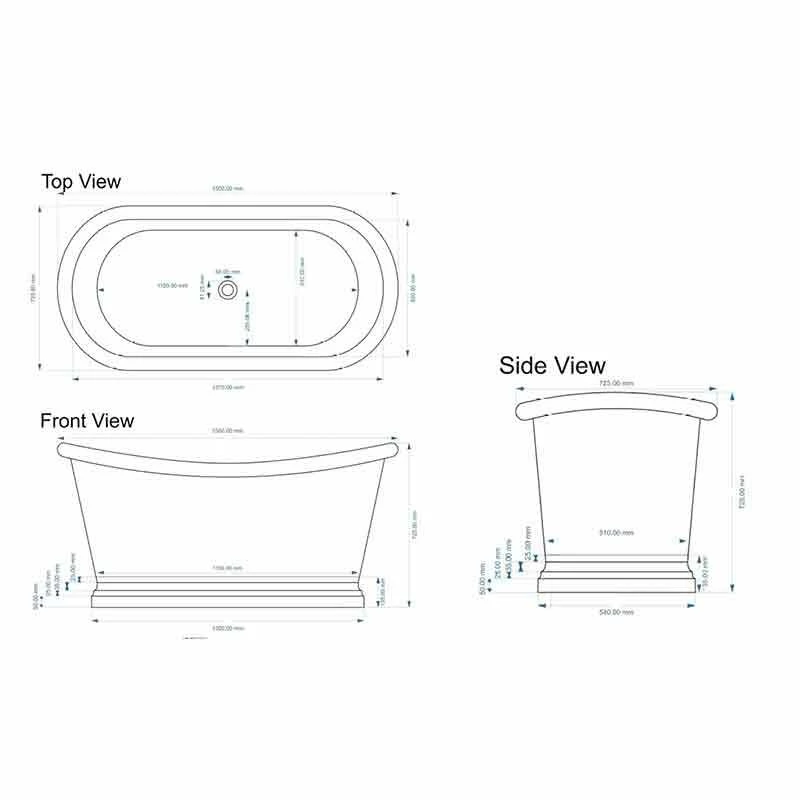 BC Designs Copper Boat Bath 1700mm X 725mm - Copper/Nickel - BAC010 - Image 3