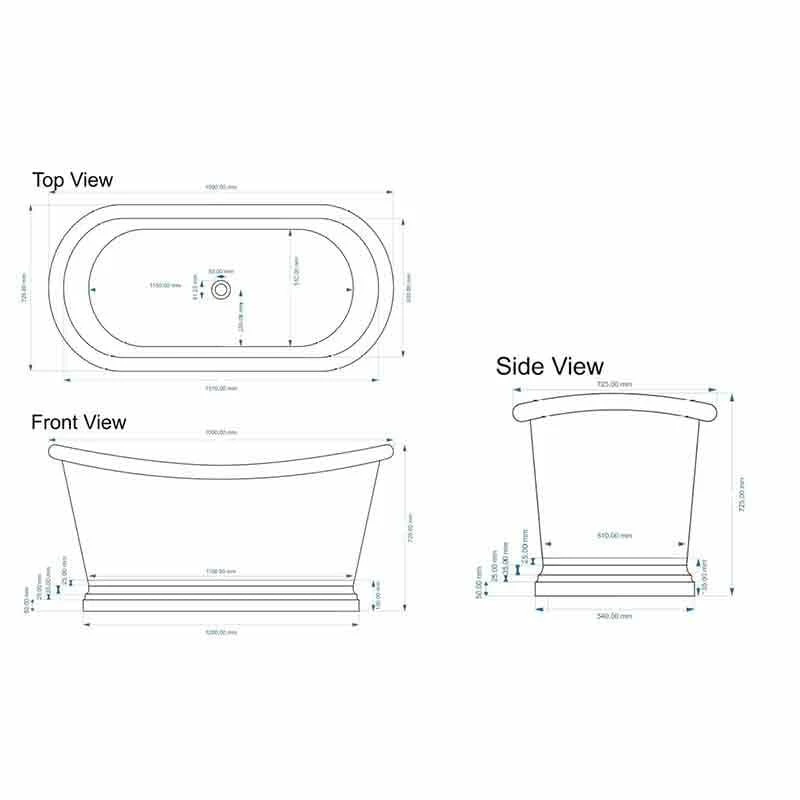 BC Designs Copper Boat Bath 1700mm X 725mm - Nickel - BAC020 - Image 2