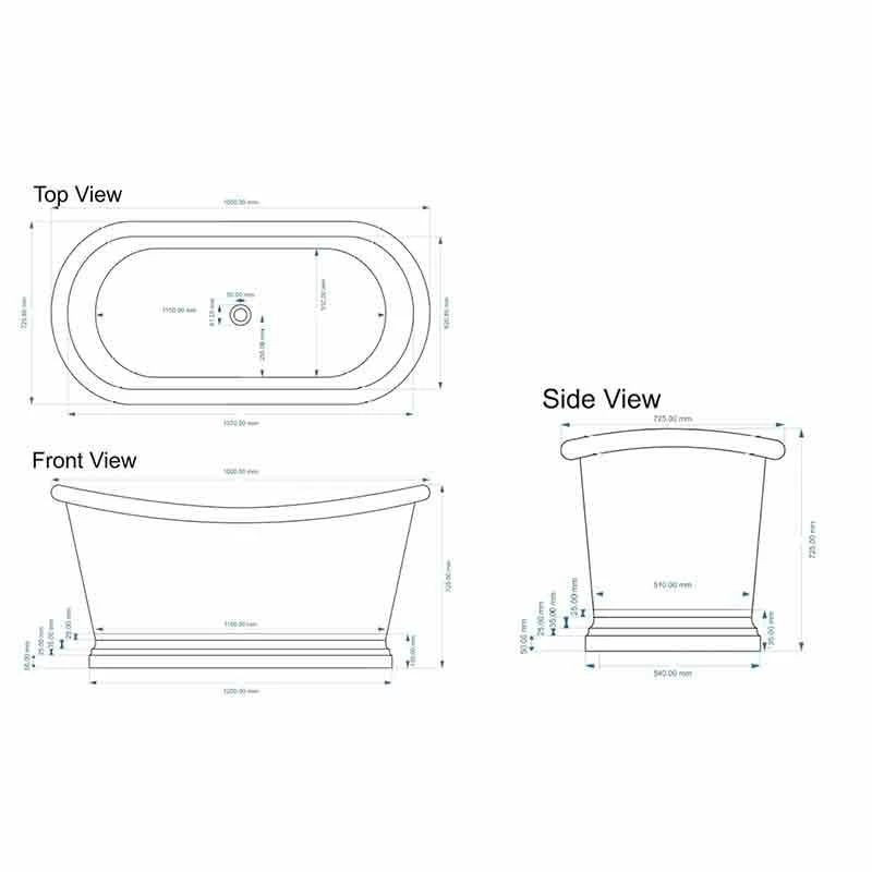 BC Designs Copper Boat Bath 1500mm X 700mm - Tin - BAC035 - Image 4