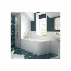 BC Designs BC-SolidBlue Amerina Space Saving Corner Bath 1700mm X 725mm (Left-Hand) - Gloss White - BAI028