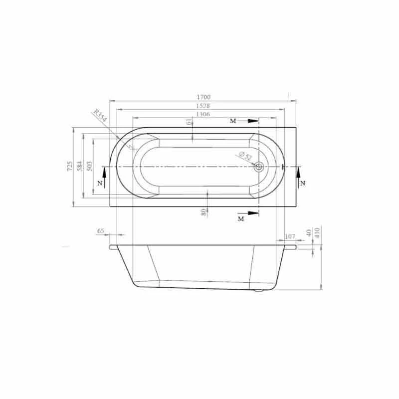 BC Designs BC-SolidBlue Amerina Space Saving Corner Bath 1700mm X 725mm (Left-Hand) - Gloss White - BAI028 - Image 3