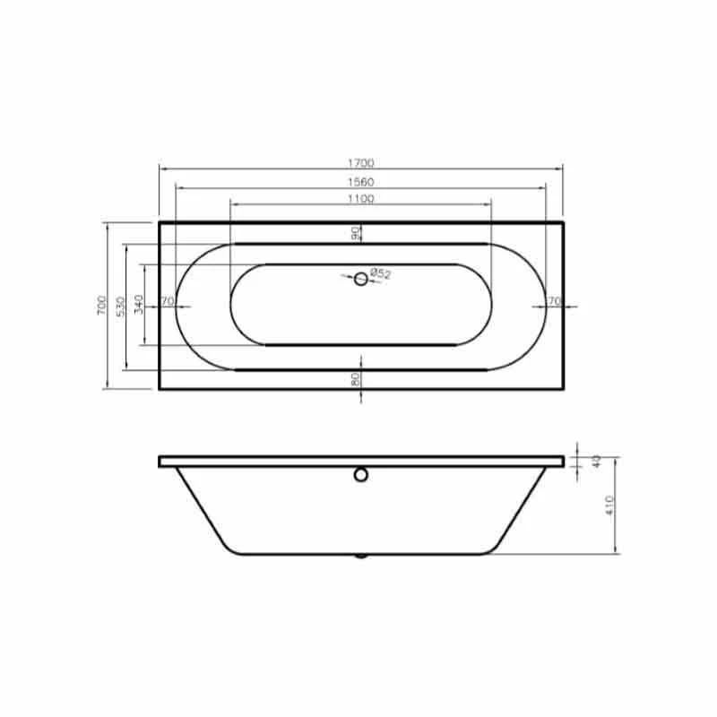 BC Designs BC-SolidBlue Lambert Double Ended Bath 1700mm X 700mm - Gloss White - BAI032 - Image 3