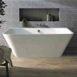BC Designs Ancora Back-to-Wall 1700x750mm Bath With Waste - Gloss White - BAS025