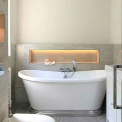 BC Designs 1700mm Acrylic Boat Bath With Aluminium Plinth - Gloss White - BAS765