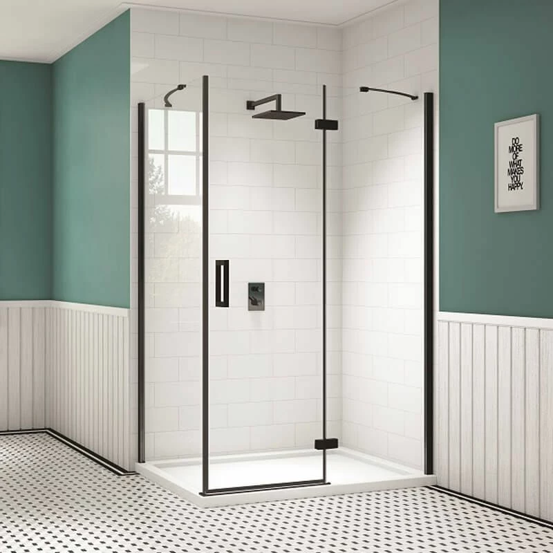 Merlyn Black Hinge And Inline Shower Door 1200+mm - BLKH1200SPH
