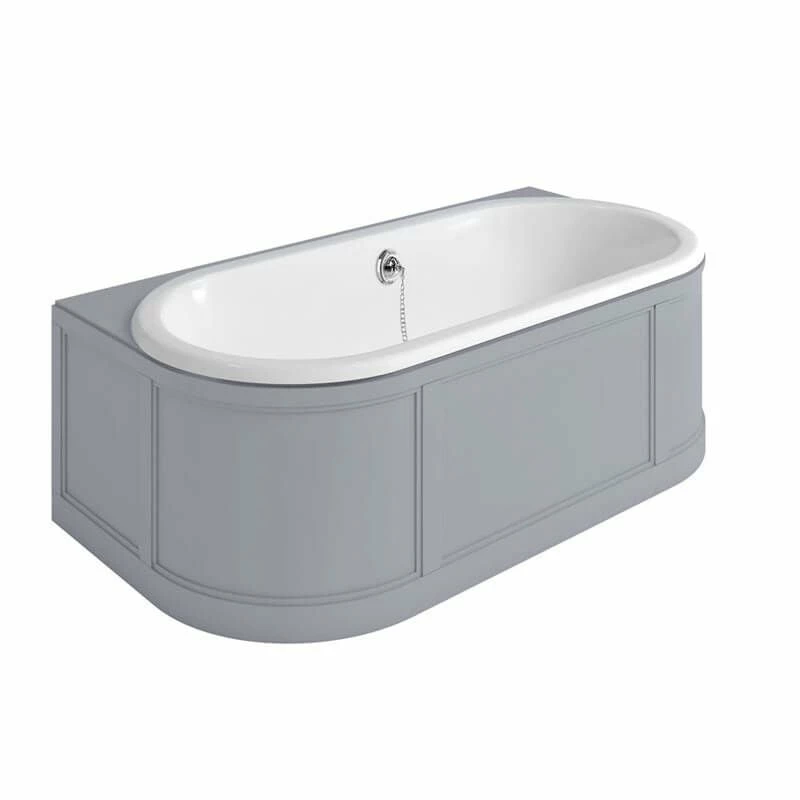 Burlington London 1800 X 950mm Freestanding Bath With Back To Wall Surround - Grey - E23G