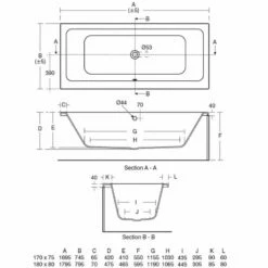 Ideal Standard Tempo Cube 1700x750mm Idealform Plus+ Double Ended Bath - White - E258901