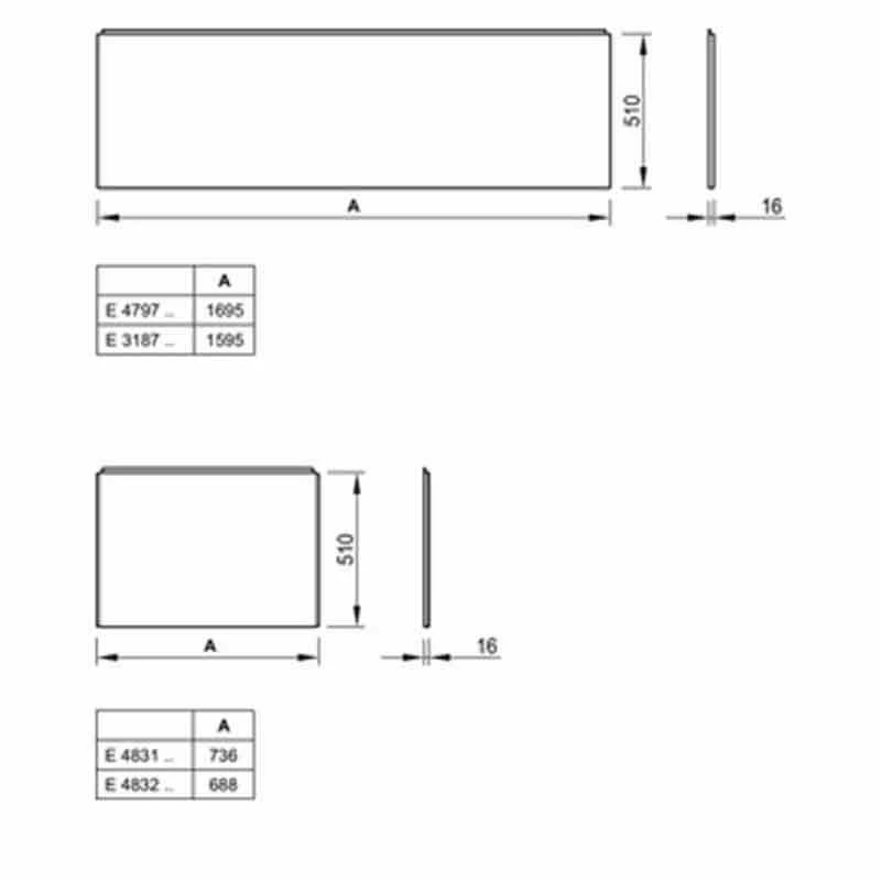 Ideal Standard Unilux Plus+ 750mm End Bath Panel - White - E483201 - Image 2