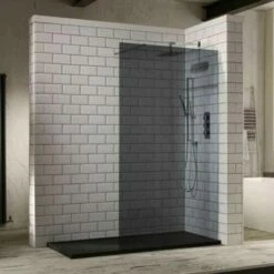 Frontline Aquaglass+ 1400mm Walk In Shower Panel - Smoked Glass - F01417