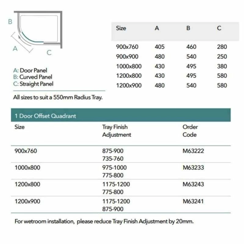 Merlyn 6 Series 1 Door Offset Quadrant Left Hand With Merlyn MStone Tray 900 X 760mm - MS63222L - Image 3