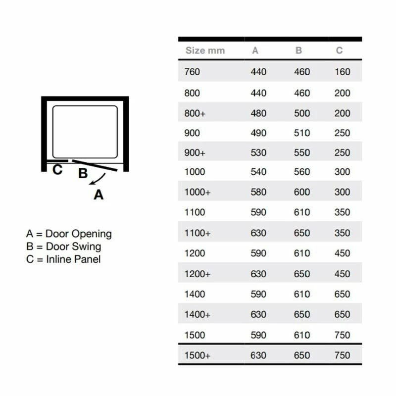 Merlyn 6 Series Frameless Hinge & Inline Recess Shower Door With Tray 900mm - S6FB900REC - Image 4