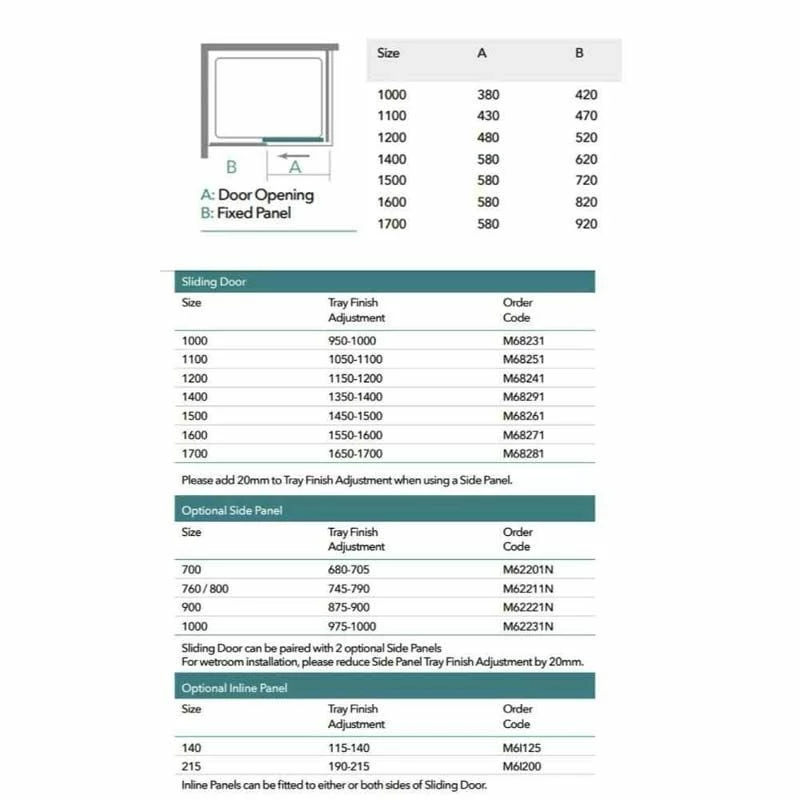 Merlyn 6 Series Sliding Shower Door And Inline Panel - 1700mm Shower Door 1840-1915mm - M68281P2H - Image 5