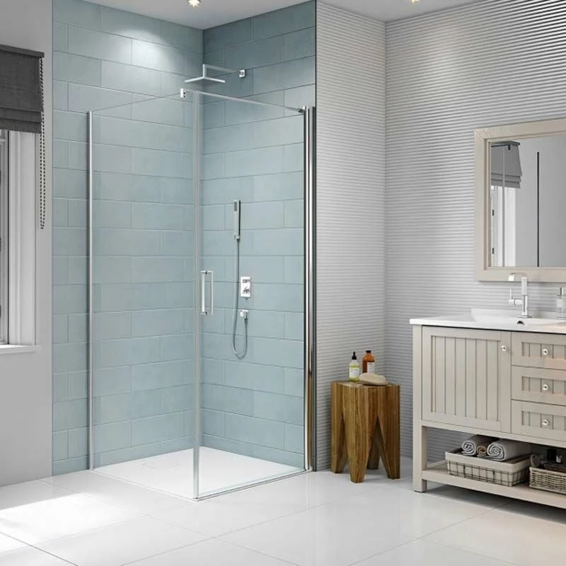 Merlyn 8 Series Frameless Pivot Shower Door With Tray 800mm - S8FPV80B - Image 2