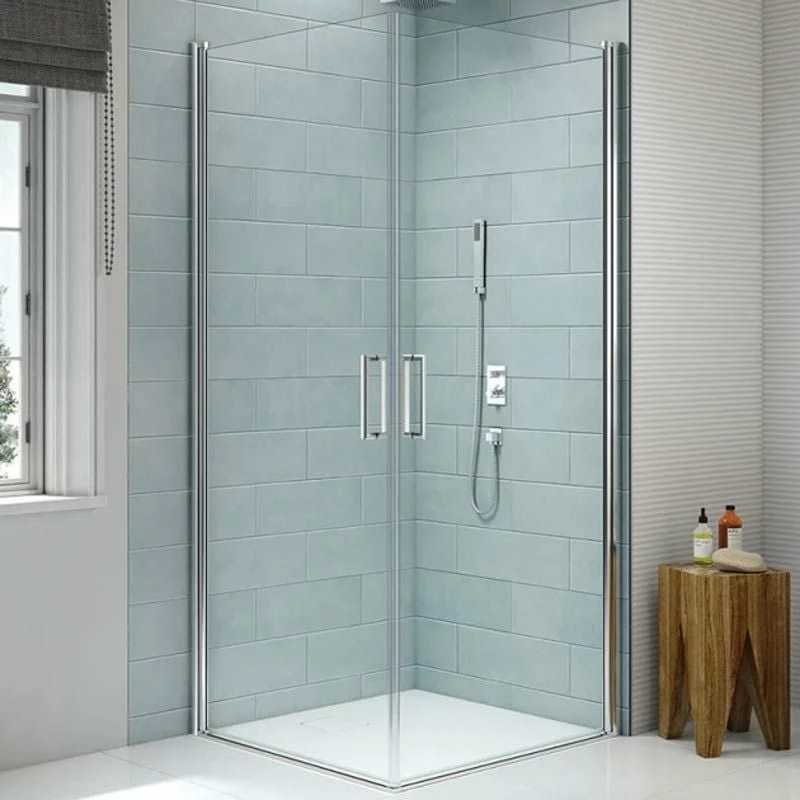 Merlyn 8 Series Frameless Double Pivot Shower Wall 800 X 800mm - S8FPC80H - Image 2