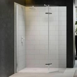 Merlyn 8 Series Showerwall With Hinged Swivel Panel Including Merlyn Mstone Tray 1400 X 900mm - M8SW1200HB