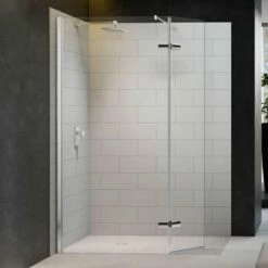 Merlyn 8 Series Showerwall With Hinged Swivel Panel Including Merlyn Mstone Tray 1200 X 900mm - M8SW1100HB