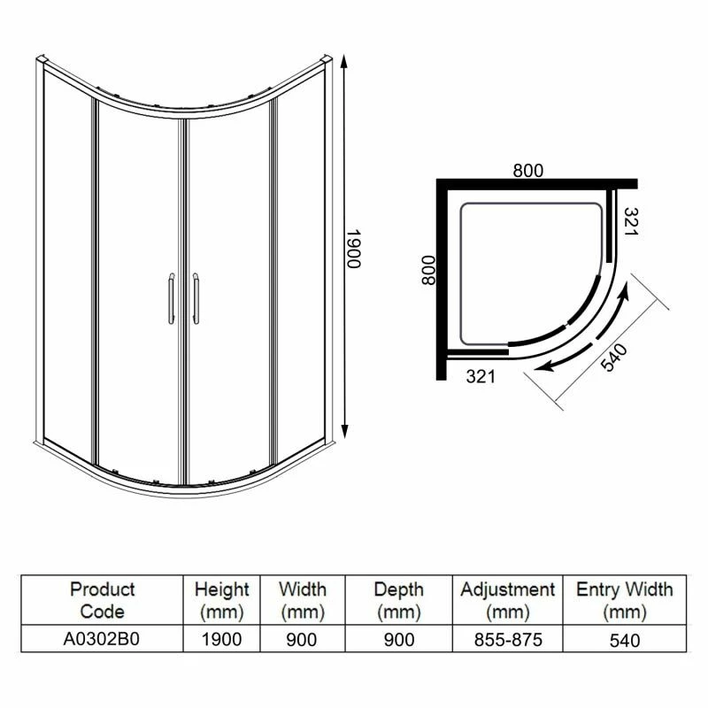 Merlyn Ionic Express 2 Door Quadrant Shower Enclosure 900mm - A0302B0 - Image 5