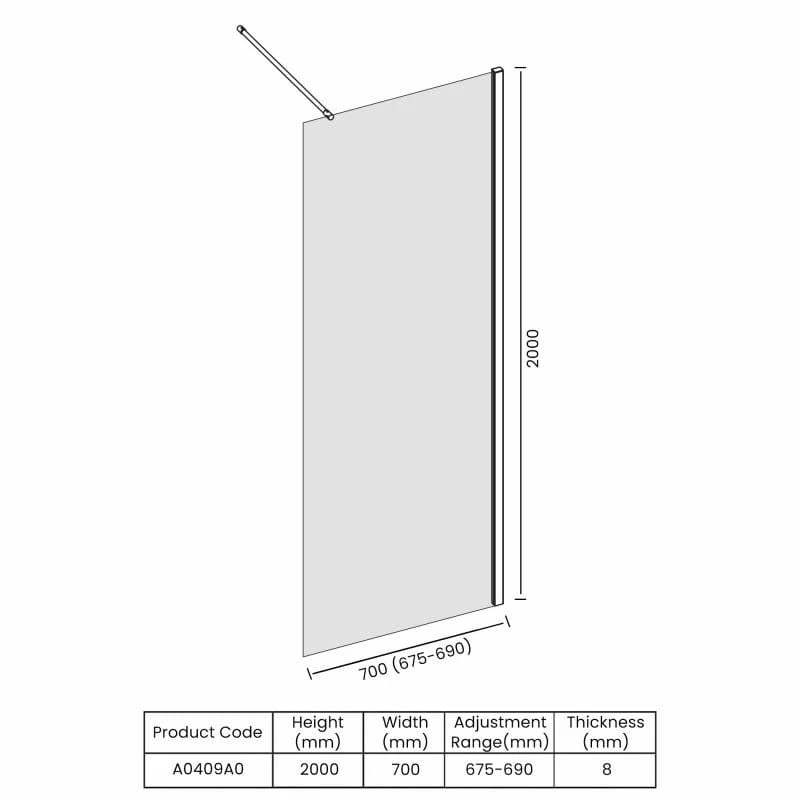 Merlyn Ionic Showerwall Wetroom Panel 700mm - A0409A0 - Image 3