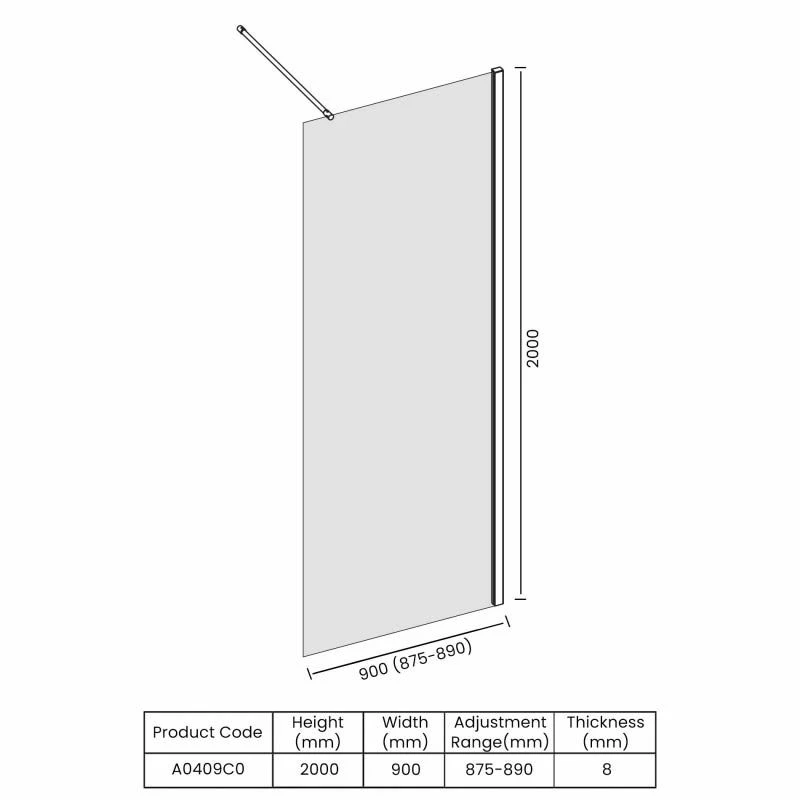 Merlyn Ionic Showerwall Wetroom Panel 900mm - A0409C0 - Image 3