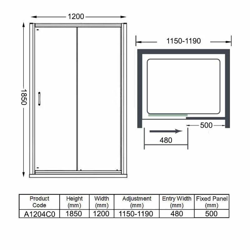 Merlyn Ionic Source Sliding Shower Door 1200mm - A1204C0 - Image 4