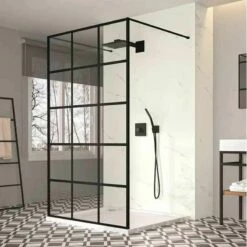 Merlyn Black Squared Double Entry Shower Wall Panel 1200mm - BLKFSWCTL120D