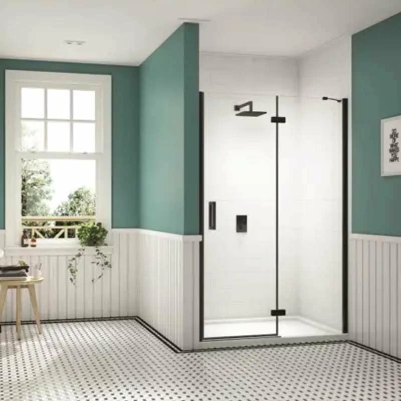 Merlyn Black 1400mm Hinge & Inline Shower Door With MStone Tray - BLKBH1400SPH - Image 2