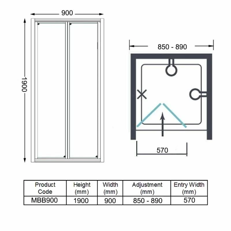 Merlyn MBOX 900mm Bi-Fold Shower Door - MBB900 - Image 6