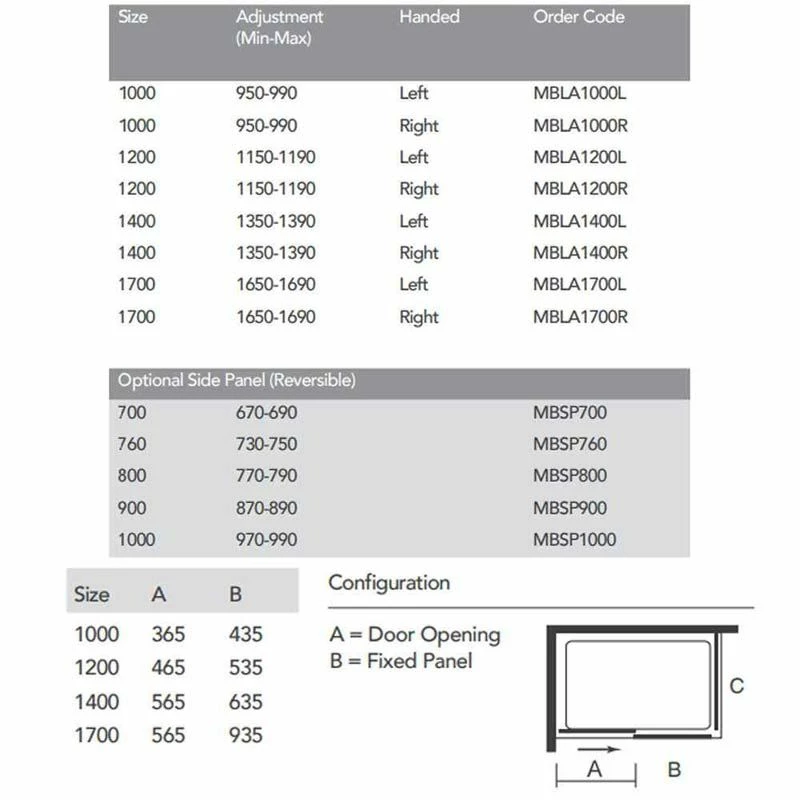 Merlyn MBOX Sliding Shower Door (Low Level Access) 1200mm Right Hand - MBLA1200R - Image 4