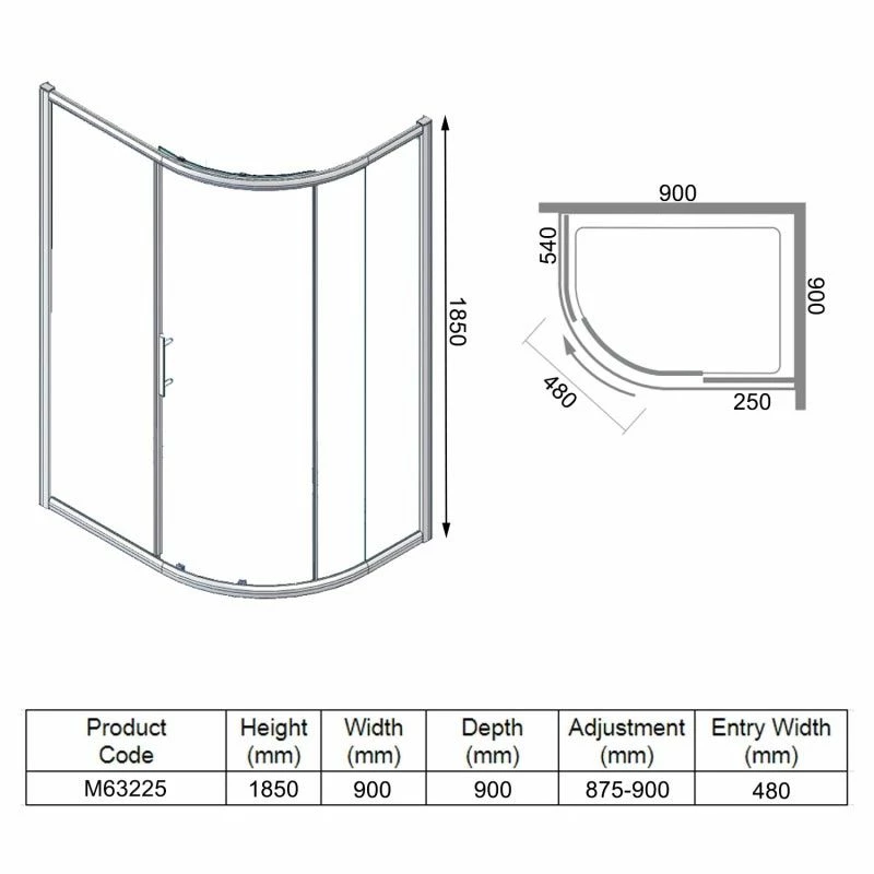 Merlyn 6 Series 1 Door Quadrant Shower Enclosure 900mm - M63225 - Image 3