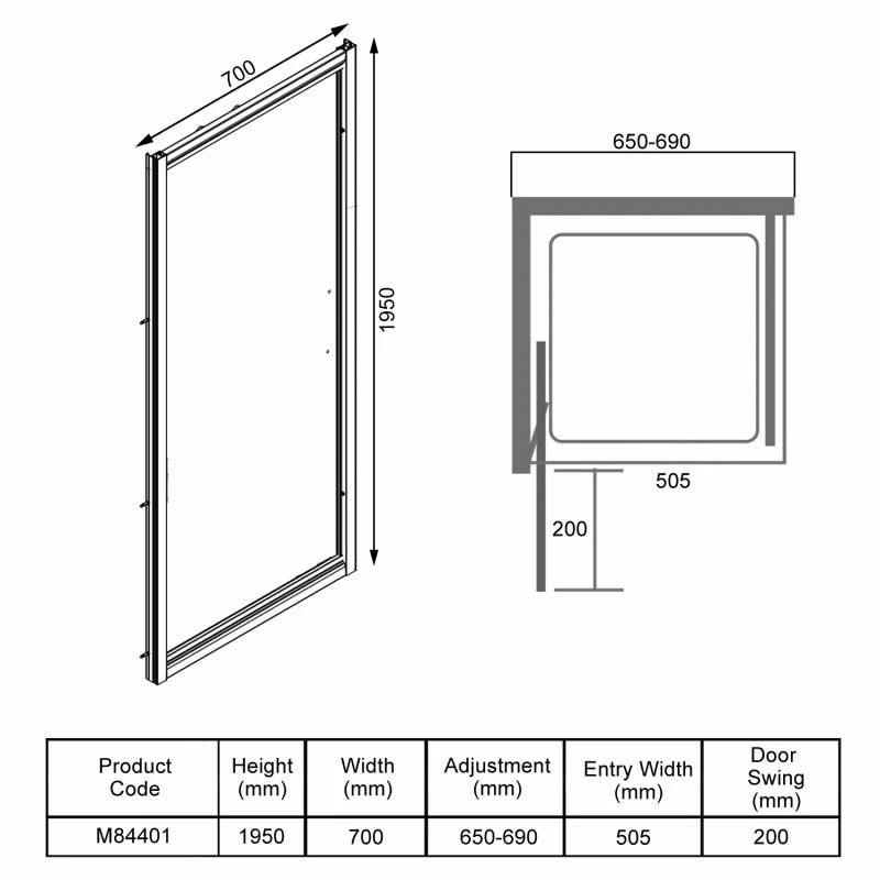 Merlyn 8 Series Infold Shower Door 700mm - M84401 - Image 5
