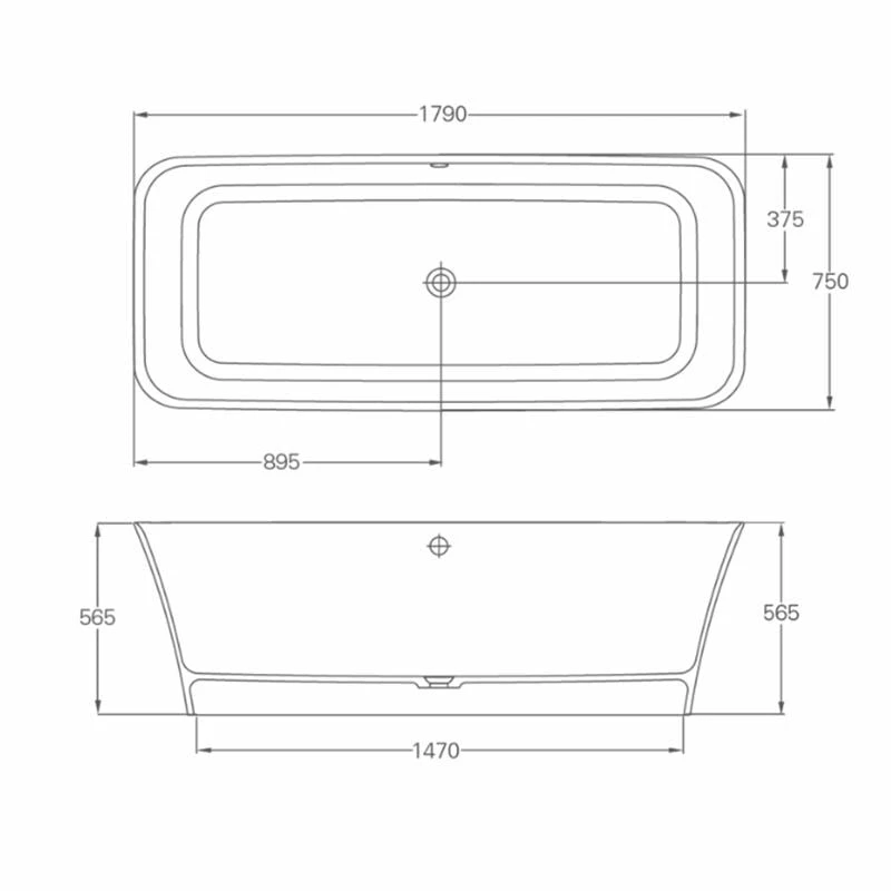 Clearwater Palermo Grande Bath 1790 X 750mm - White - N5CCS - Image 5
